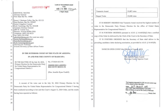 Maricopa County Superior Court Validates Congressional District 3 Primary, Endorses Electronic Voting Accuracy