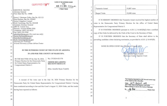 Maricopa County Superior Court Validates Congressional District 3 Primary, Endorses Electronic Voting Accuracy