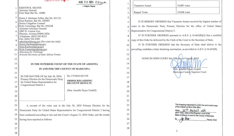 Maricopa County Superior Court Validates Congressional District 3 Primary, Endorses Electronic Voting Accuracy