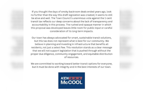 Matthews Town Opposes Mecklenburg County's Proposed Transit Sales Tax Over Lack of Light Rail Plans