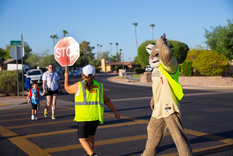 Mesa's Mayor, Council Members, and Mascots Take to the Streets to Promote Pedestrian Safety as Schools Reopen