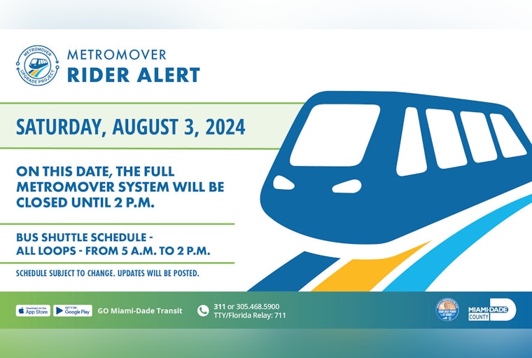 Miami Metromover Shuts Down for Saturday Upgrades with Free Bus Shuttles Running During the Interruption