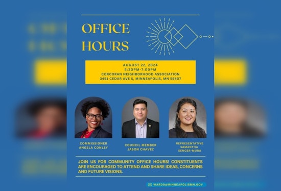 Minneapolis Constituents Invited to Community Office Hours with State Rep. Sencer-Mura and County Commissioner Conley