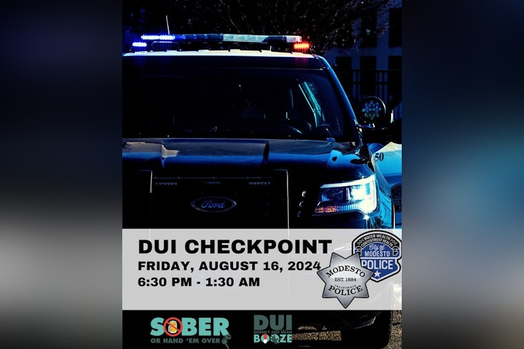Modesto Police Introduce DUI Checkpoint to Promote Road Safety on August 16