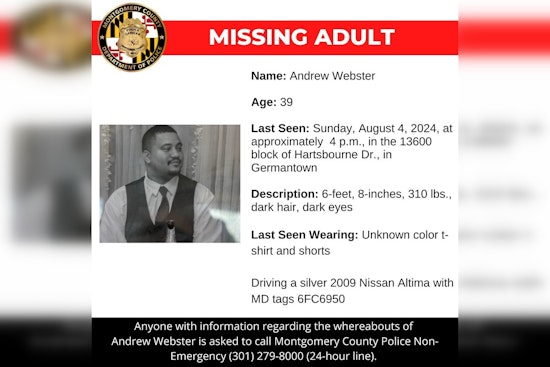 Montgomery County Police Seek Community Help to Locate Missing Germantown Man Andrew Webster