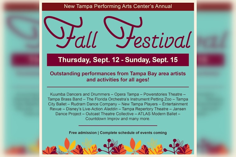 New Tampa Performing Arts Center to Celebrate Local Talent with Annual Fall Festival in Tampa Bay