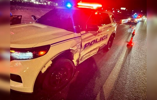 Officer's Narrow Escape From Harm As Suspected DUI Driver Strikes NLVPD Vehicle on I-15