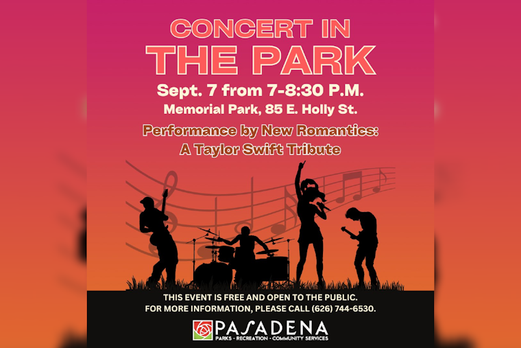 Pasadena's Memorial Park to Host Free Taylor Swift Tribute Concert on September 7