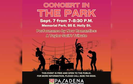 Pasadena's Memorial Park to Host Free Taylor Swift Tribute Concert on September 7
