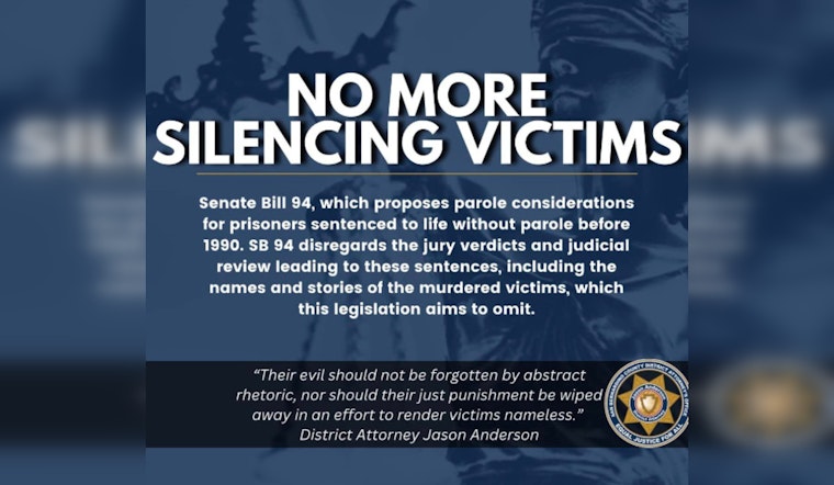 Placer and San Bernardino County DAs Decry Senate Bill 94 as Threat to Victims' Rights in High-Profile Murder Cases