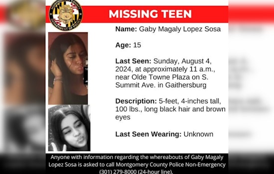 Public Urged to Aid in Search for 15-Year-Old Gaby Magaly Lopez Sosa Missing in Gaithersburg