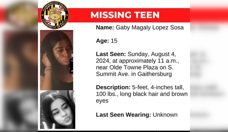 Public Urged to Aid in Search for 15-Year-Old Gaby Magaly Lopez Sosa Missing in Gaithersburg