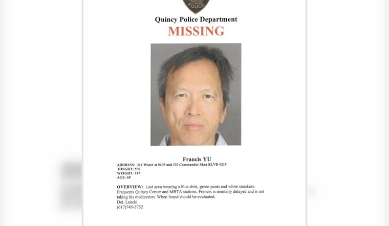 Quincy Police Seeks Help to Locate Vulnerable Missing Senior Last Seen Around Quincy Center