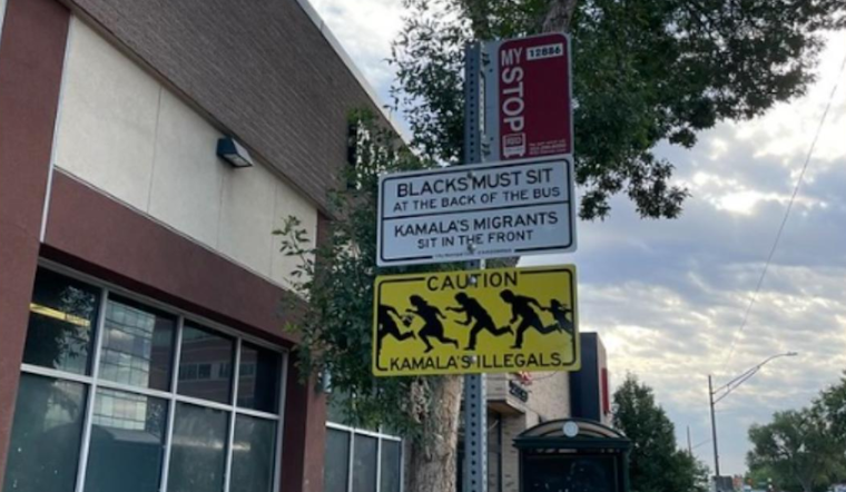 Racist and Anti-Migrant Signs Plague Bus Stops Along Denver's East Colfax Ave, RTD and Police Investigate