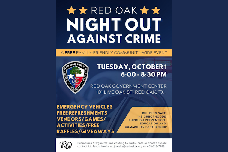 Red Oak Police Department Hosts Annual "Night Out Against Crime" to Strengthen Community Bonds