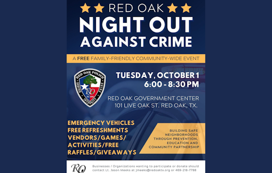 Red Oak Police Department Hosts Annual "Night Out Against Crime" to Strengthen Community Bonds