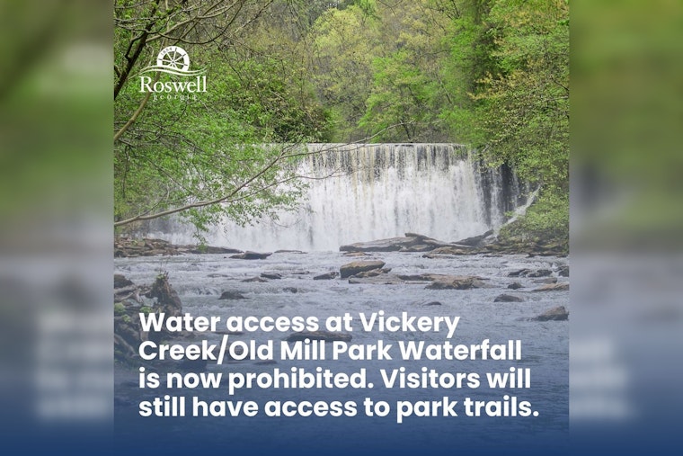 Roswell Implements Controversial Access Restrictions at Vickery Creek Waterfall, Sparking Mixed Reactions