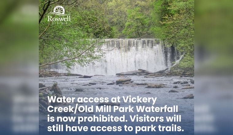 Roswell Implements Controversial Access Restrictions at Vickery Creek Waterfall, Sparking Mixed Reactions