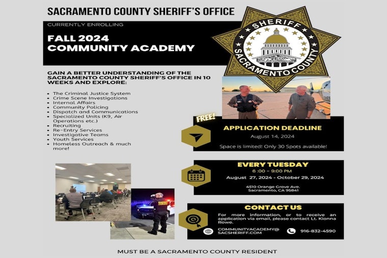 Sacramento Sheriff's Office to Host Engaging Community Academy Starting August 27