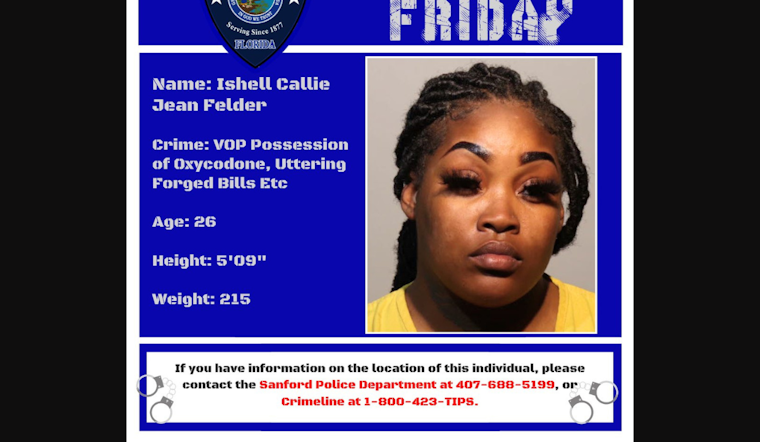 Sanford Police Seeks Public Help in Locating Suspect Ishell Felder with Outstanding Warrants