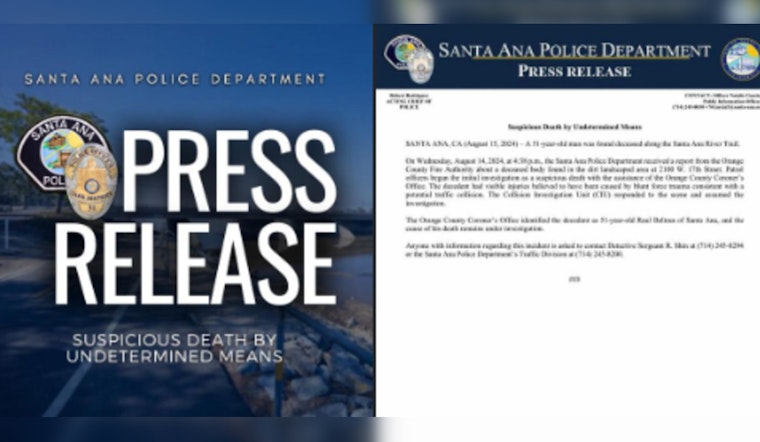 Santa Ana Police Probe Suspicious Death of Local Man Found on River Trail