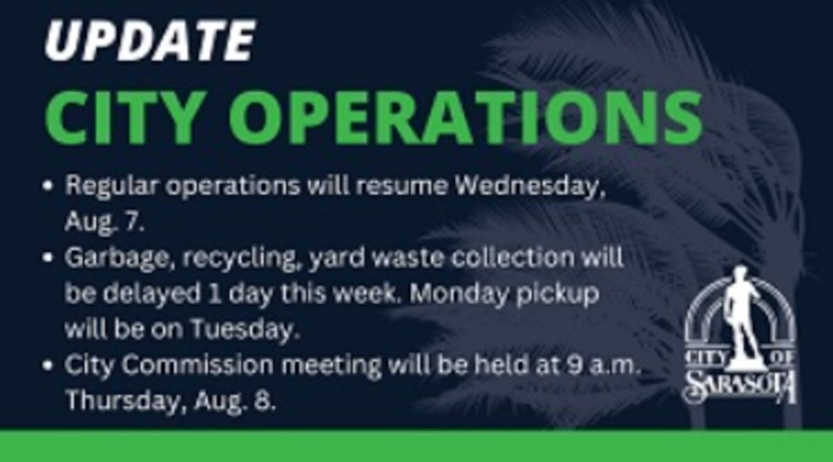 Sarasota City Administrative Offices Extend Closure, Services to Resume Aug. 7