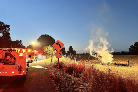 Sebastopol Responders Quell Electric Vehicle Blaze and Grass Fire on High School Road