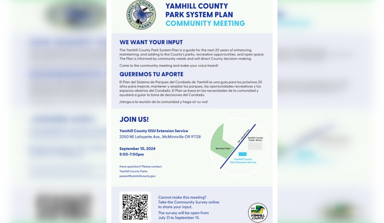 Shape the Future of Yamhill Parks, County Seeks Public Input at Upcoming Community Meeting in McMinnville
