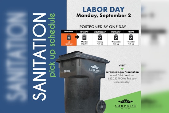 Surprise City Announces Labor Day Service Changes: Trash Collection Delayed, Some Facilities with Modified Hours