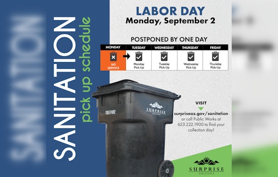 Surprise City Announces Labor Day Service Changes: Trash Collection Delayed, Some Facilities with Modified Hours