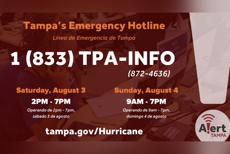 Tampa Activates Specialized Call Center Ahead of Severe Weather, Urges Residents to Subscribe to Alert Tampa for Updates