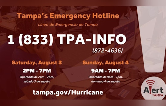 Tampa Activates Specialized Call Center Ahead of Severe Weather, Urges Residents to Subscribe to Alert Tampa for Updates