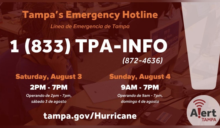 Tampa Activates Specialized Call Center Ahead of Severe Weather, Urges Residents to Subscribe to Alert Tampa for Updates
