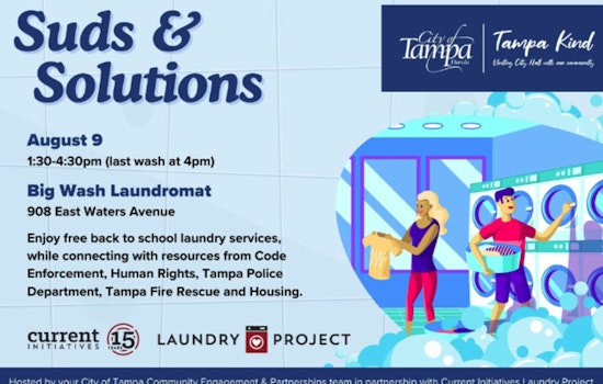 Tampa's "Suds and Solutions" Offers Free Laundry and Access to City Services Ahead of Back-to-School Season