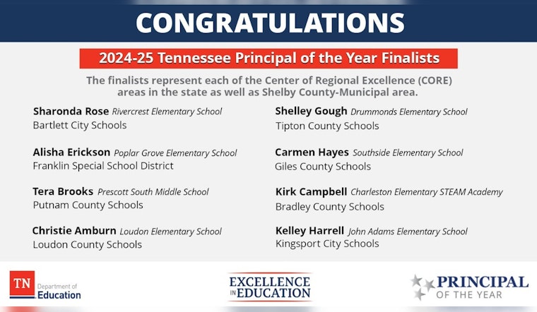 Tennessee Department of Education Announces Finalists for 2024-25 Principal and Supervisor of the Year Awards
