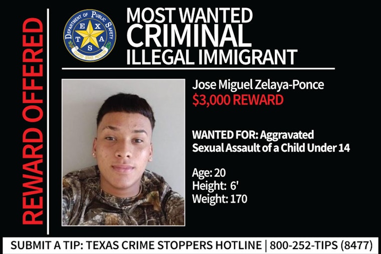 Texas DPS Adds Fugitive Jose Miguel Zelaya-Ponce to 'Most Wanted' List, $3,000 Reward Offered for Harris County Suspect