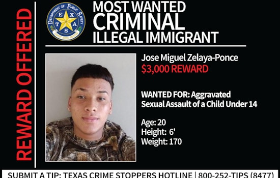 Texas DPS Adds Fugitive Jose Miguel Zelaya-Ponce to 'Most Wanted' List, $3,000 Reward Offered for Harris County Suspect