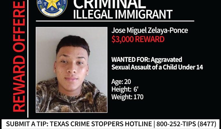 Texas DPS Adds Fugitive Jose Miguel Zelaya-Ponce to 'Most Wanted' List, $3,000 Reward Offered for Harris County Suspect
