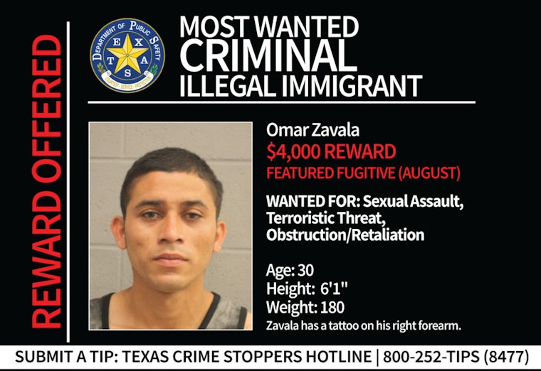 Texas DPS Increases Reward for Information on Most Wanted Fugitive Omar Zavala Alleged of Sexual Assault