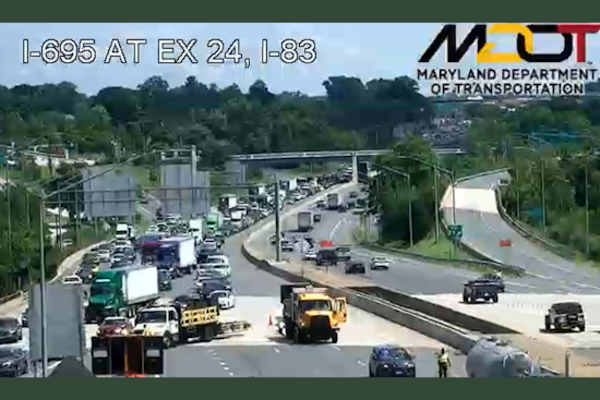 Two Hospitalized After Tractor-Trailer Strikes Pickup on I-695 in Baltimore County, Causing Traffic Delays
