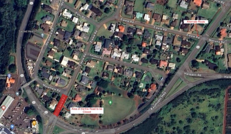 Upcoming ‘Ele‘ele Road Closure Announced for Sewer Line Installation from Aug. 12-30, Plan Your Detours