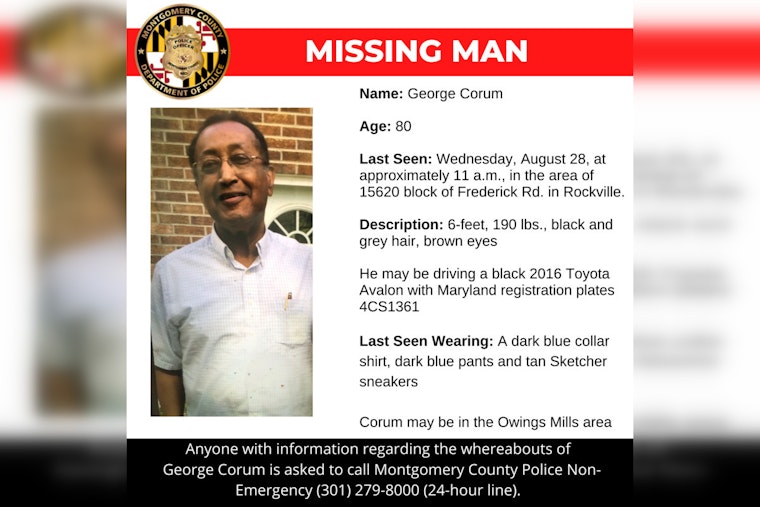 Urgent Search for Missing 80-Year-Old Man in Silver Spring, Montgomery County Police Seek Public's Assistance