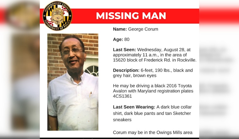 Urgent Search for Missing 80-Year-Old Man in Silver Spring, Montgomery County Police Seek Public's Assistance