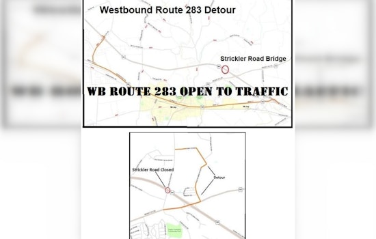 Westbound Route 283 Reopens in Lancaster County, Strickler Road Bridge Repairs Continue