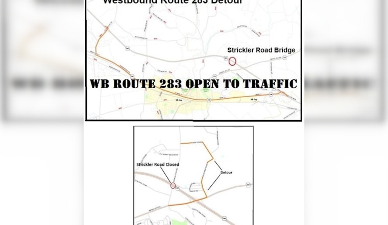Westbound Route 283 Reopens in Lancaster County, Strickler Road Bridge Repairs Continue