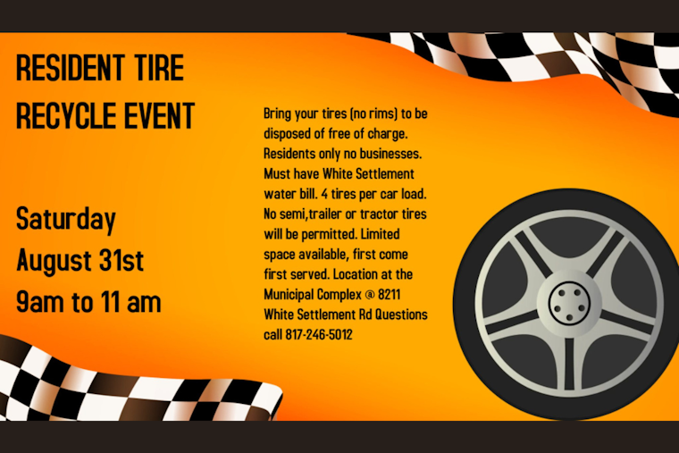 White Settlement to Host Free Tire Disposal Event for Locals on August 31st