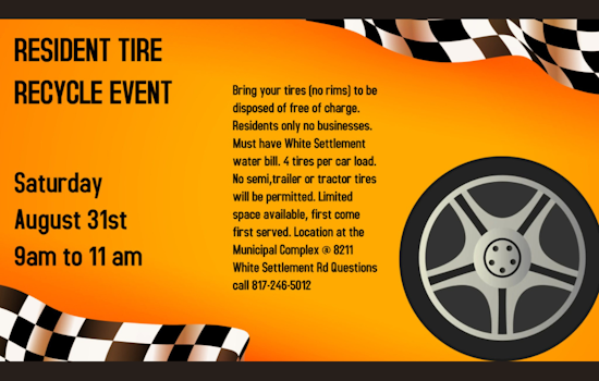 White Settlement to Host Free Tire Disposal Event for Locals on August 31st