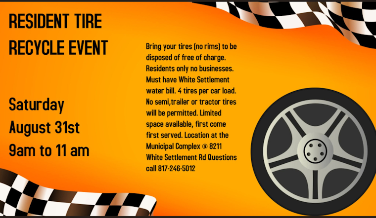 White Settlement to Host Free Tire Disposal Event for Locals on August 31st
