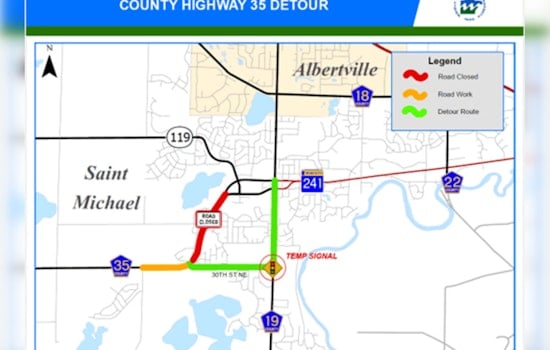 Wright County Highway 35 Near St. Michael Prepares for Traffic Pattern Shift on August 8th
