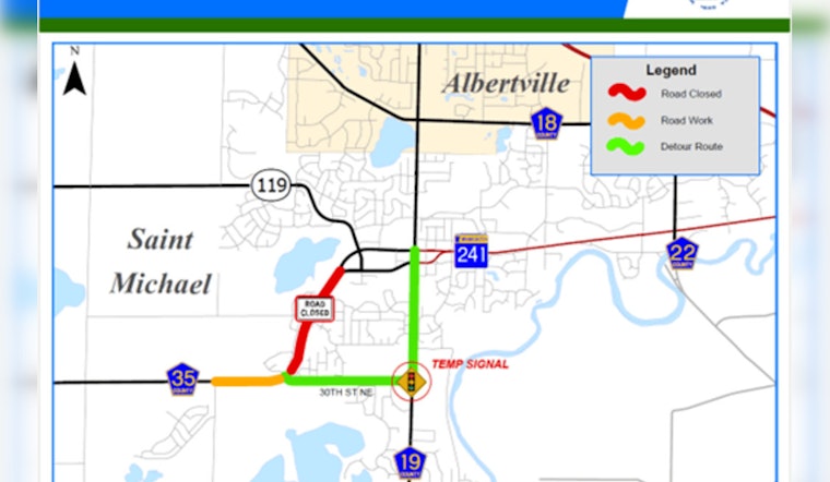 Wright County Highway 35 Near St. Michael Prepares for Traffic Pattern Shift on August 8th